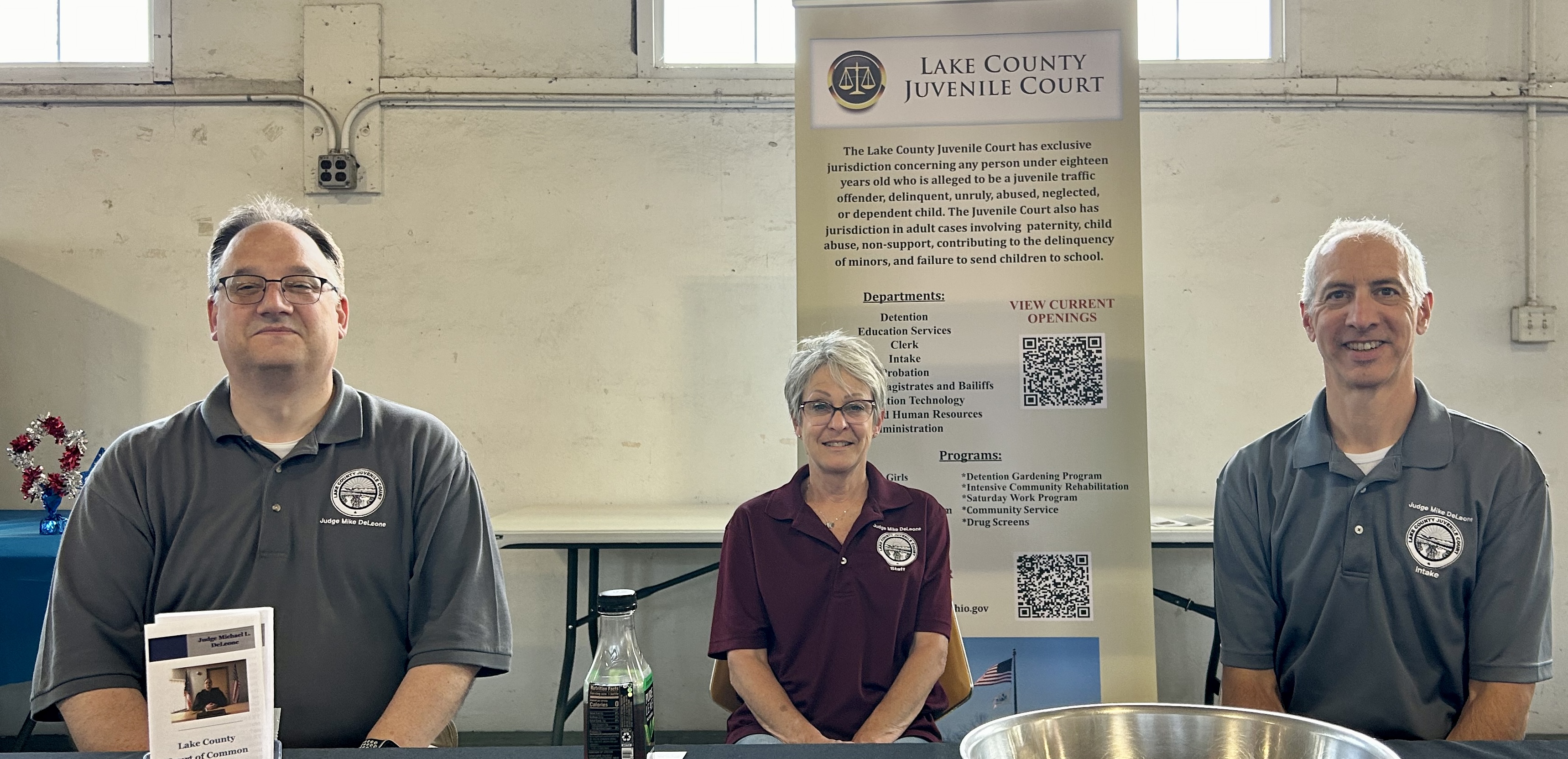 Judge DeLeone, Tami Carthen, and Keith Montesano all enjoyed talking and sharing information about the Court with people at the Lake County Fair today.
