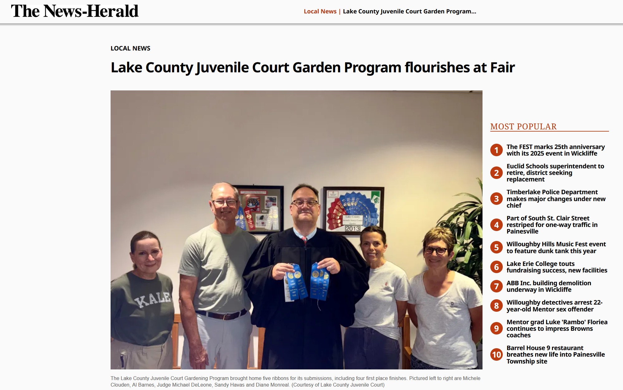 Lake County Juvenile Court Garden Program Flourishes at Fair