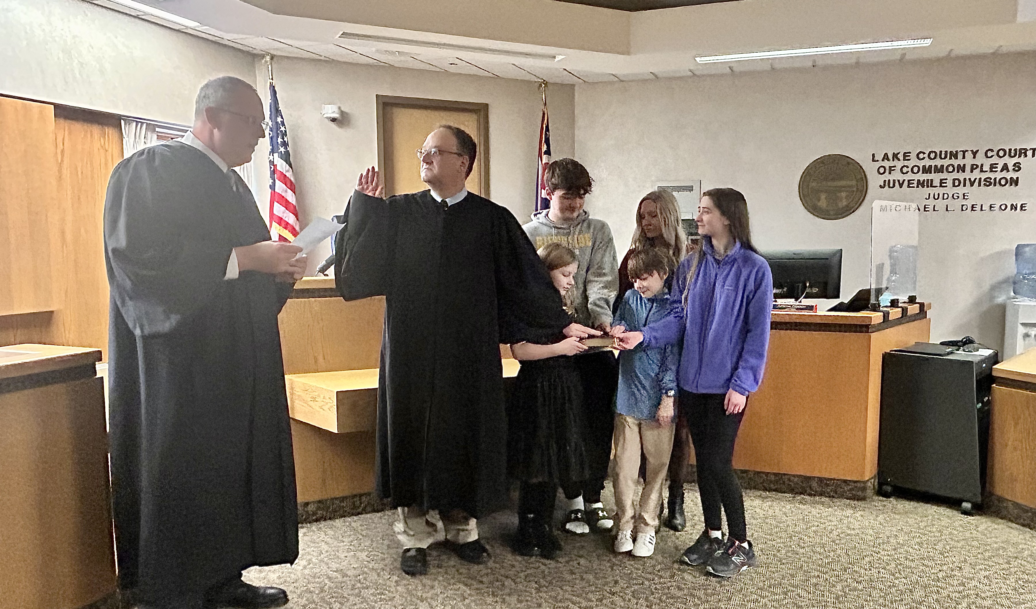 Judge Deleone being sworn in on December 20th, 2024